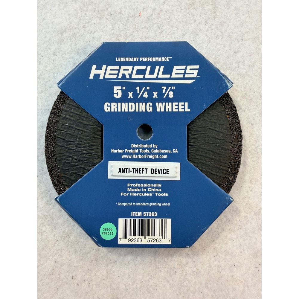 Hercules 5 in x 1/4 in x 7/8 in Grinding Wheel for Steel Stainless HA41-G 57263